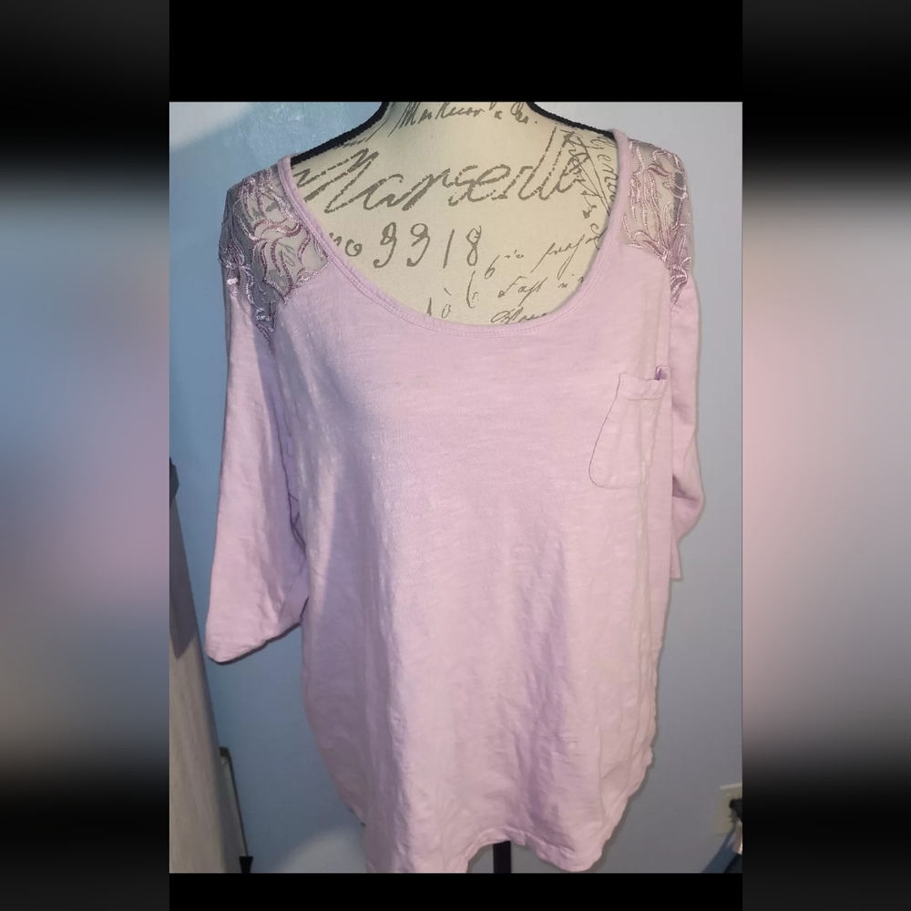 Roman's Purple Ladies Blouse Lace Back Size XLarge 18/20